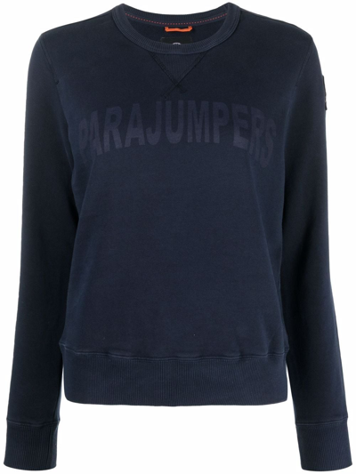 Shop Parajumpers Logo-print Cotton Sweatshirt In Blue