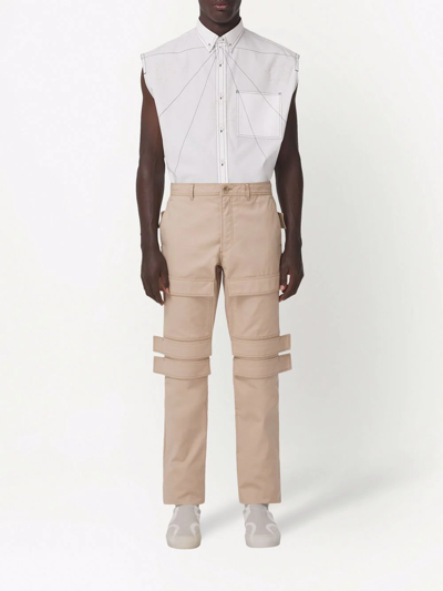 Shop Burberry Panel-detail Cargo Trousers In Neutrals