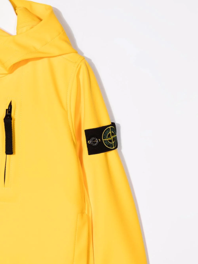 Shop Stone Island Junior Logo-patch Sleeve Jacket In Yellow