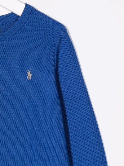 Shop Ralph Lauren Embroidered-logo Jumper In Blue