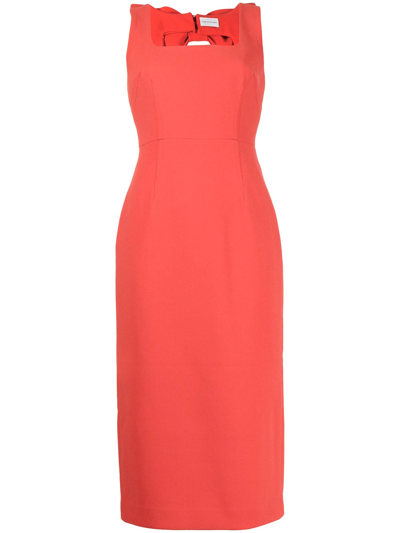 Rebecca Vallance Ally Bow-embellished Crepe Midi Dress In Red | ModeSens