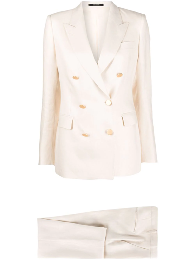 Shop Tagliatore Double-breasted Button Suit In Neutrals