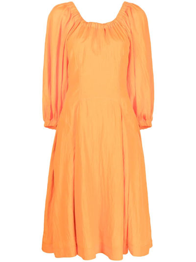 Shop Rejina Pyo Mika Long-sleeve Dress In Orange