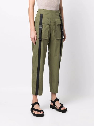 Love Moschino Flap-pockets Cotton-blend Parachute Trousers In Green