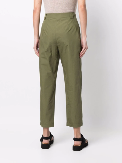 Shop Love Moschino Flap-pockets Cotton-blend Parachute Trousers In Green