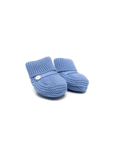 Shop Little Bear Chunky Knitted Slippers In Blue