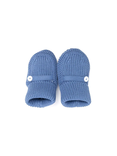 Shop Little Bear Chunky Knitted Slippers In Blue