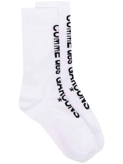 Shop Comme Des Garçons Logo-print Socks In White