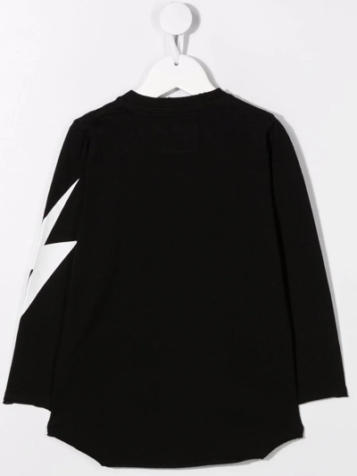 Shop Nununu Graphic-print Long-sleeved T-shirt In Black