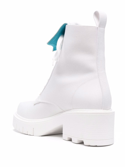 Chiara Ferragni Logo-embossed Lace-up Boots In White