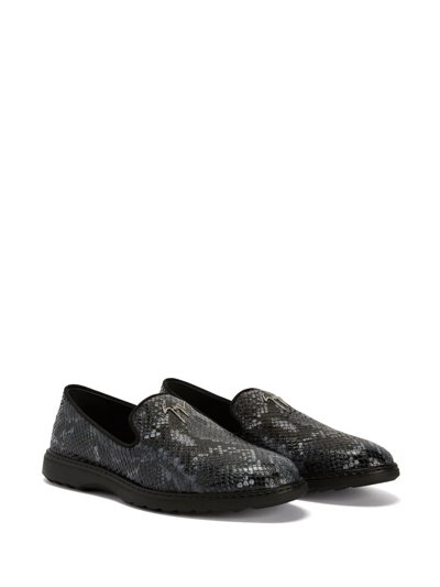Shop Giuseppe Zanotti Snake-print Loafers In Black