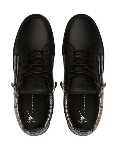 Shop Giuseppe Zanotti Stone-print Frankie Sneakers In Black
