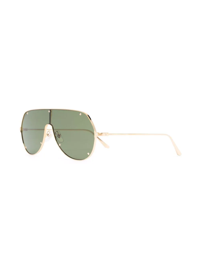 Shop Cartier Shield-frame Sunglasses In Gold