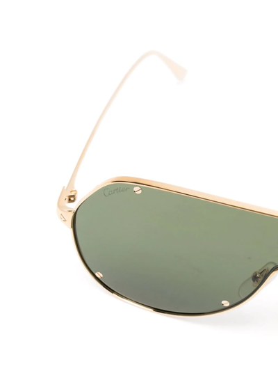 Shop Cartier Shield-frame Sunglasses In Gold