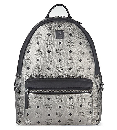 Mcm Metallic (grey) Studded Backpack In Silver