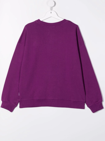 Shop Molo Teen Smiley Crewneck Sweatshirt In Purple