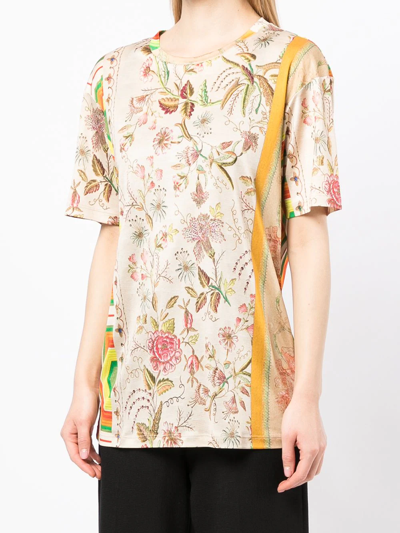Shop Pierre-louis Mascia Floral-print Silk T-shirt In Brown