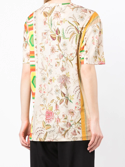 Shop Pierre-louis Mascia Floral-print Silk T-shirt In Brown