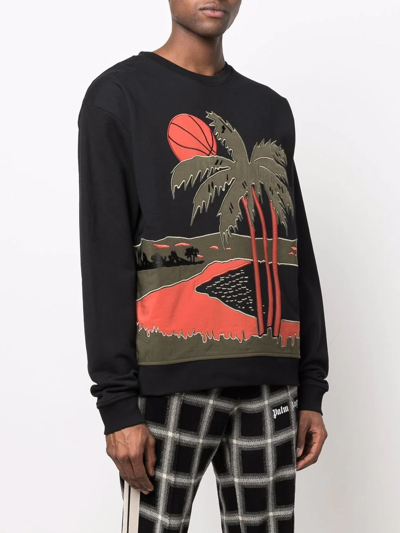 Just Don Palm Tree Print Jumper In Black