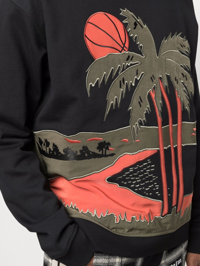 Just Don Palm Tree Print Jumper In Black