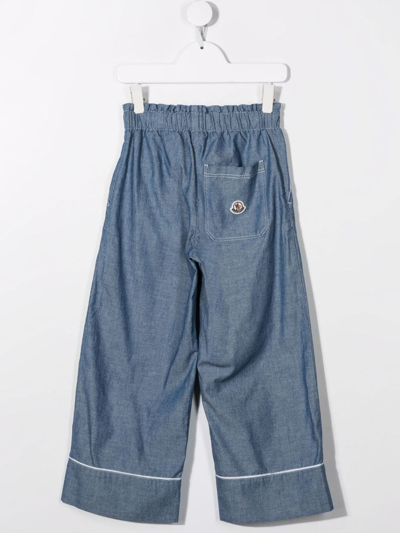 Shop Moncler Contrasting Pipe-trim Trousers In Blue