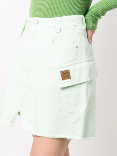 Shop Kenzo Side Logo-patch Skirt In Green
