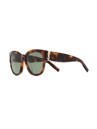 Shop Saint Laurent Tortoiseshell Square-frame Sunglasses In Brown