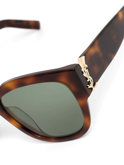 Shop Saint Laurent Tortoiseshell Square-frame Sunglasses In Brown