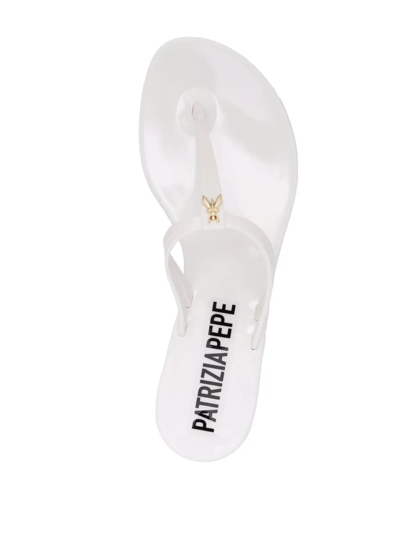Shop Patrizia Pepe Bee-plaque Sandals In White