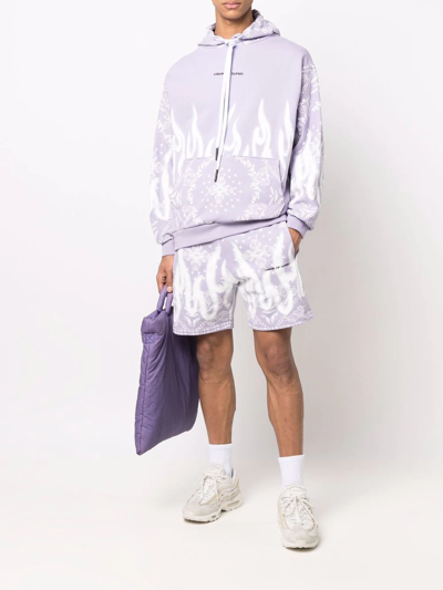 Shop Vision Of Super Bandana-print Track Shorts In Purple