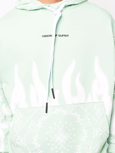 Shop Vision Of Super Bandana-print Long-sleeve Hoodie In Green