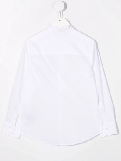 Shop Balmain Logo-lettering Long-sleeve Shirt In White