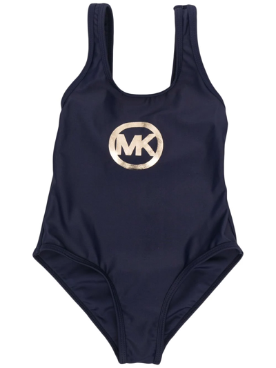 Shop Michael Kors Logo-print Swimsuit In Blue