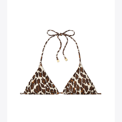 Shop Tory Burch Printed String Bikini Top In Reva Leopard