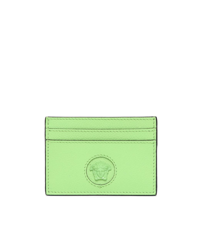 Shop Versace Medusa Card Case In Neon Green