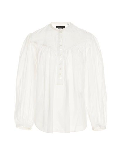 Shop Isabel Marant Kiledia Buttoned Crewneck Shirt In White