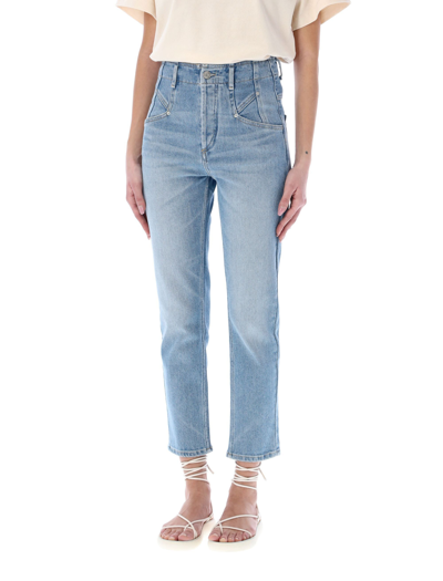 Shop Isabel Marant Niliane High Waist Cropped Jeans In Blue