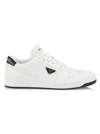 Shop Prada Men's Downtown Lace-up Tennis Shoes In Bianco