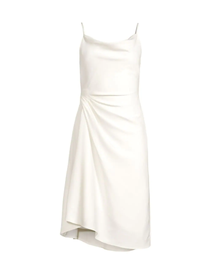Shop Aidan Mattox Women's Asymmetric Draped Satin Dress In Ivory