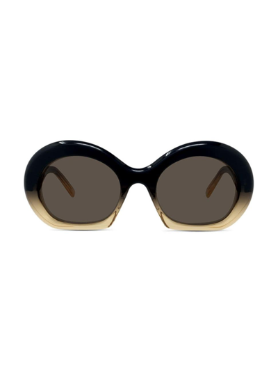 Shop Loewe 54mm Oval Sunglasses In Dark Brown