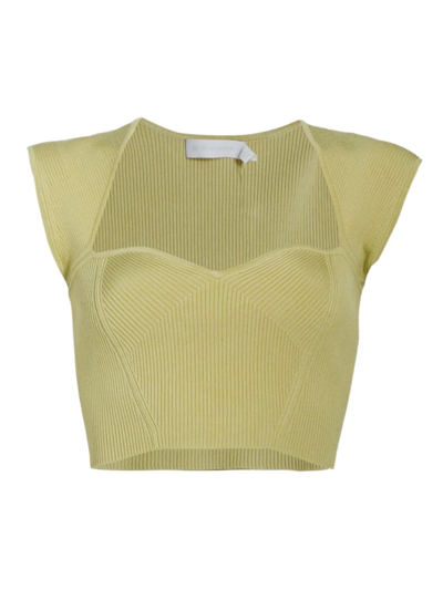 Shop Jonathan Simkhai Women's Abia Cropped Ribbed Top In Chamomile