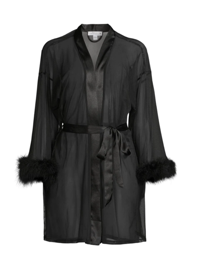 Shop In Bloom Women's Wrapper Boa Short Robe In Black