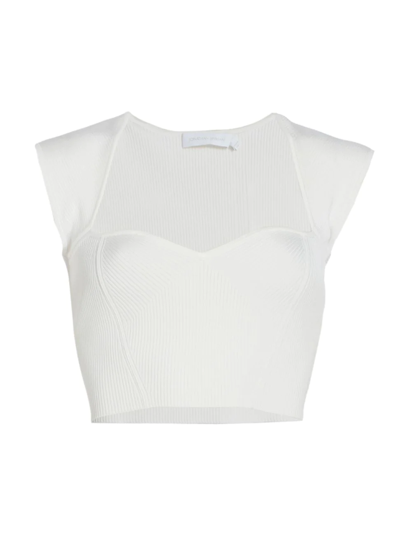 Shop Jonathan Simkhai Women's Abia Cropped Ribbed Top In White