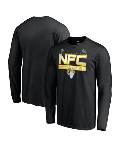 Shop Fanatics Men's  Black Los Angeles Rams 2021 Nfc Champions Iconic Slant Long Sleeve T-shirt