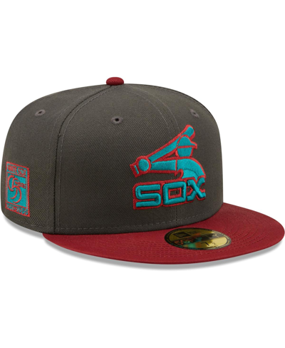Shop New Era Men's  Graphite, Cardinal Chicago White Sox Cooperstown Collection 95 Years Titlewave 59fifty In Graphite/cardinal