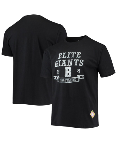 Shop Stitches Men's  Black Baltimore Elite Giants Negro League Wordmark T-shirt