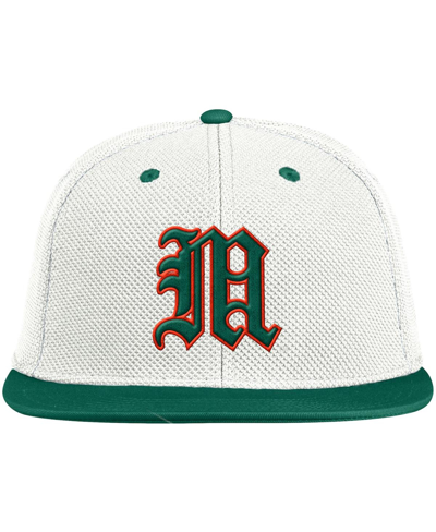 Shop Adidas Originals Men's Adidas Cream, Green Miami Hurricanes On-field Baseball Fitted Hat In Cream/green