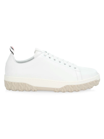 Shop Thom Browne Men's Court Cable Knit Sole Sneakers In White