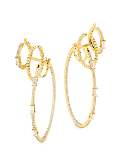 Shop Adriana Orsini Women's Veritas 18k-gold-plated & Cubic Zirconia Illusion Hoop Earrings