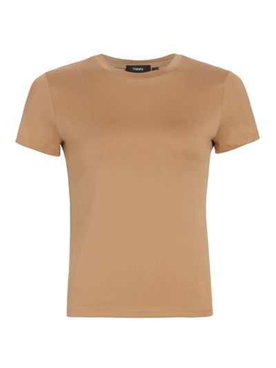 Shop Theory Short Sleeve Cotton T-shirt In New Camel